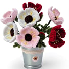 Handmade Mixed Poppy Bouquet - 7 Everlasting Flowers - Pink, White and Red 