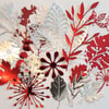 Botanical die cuts - red, white and silver