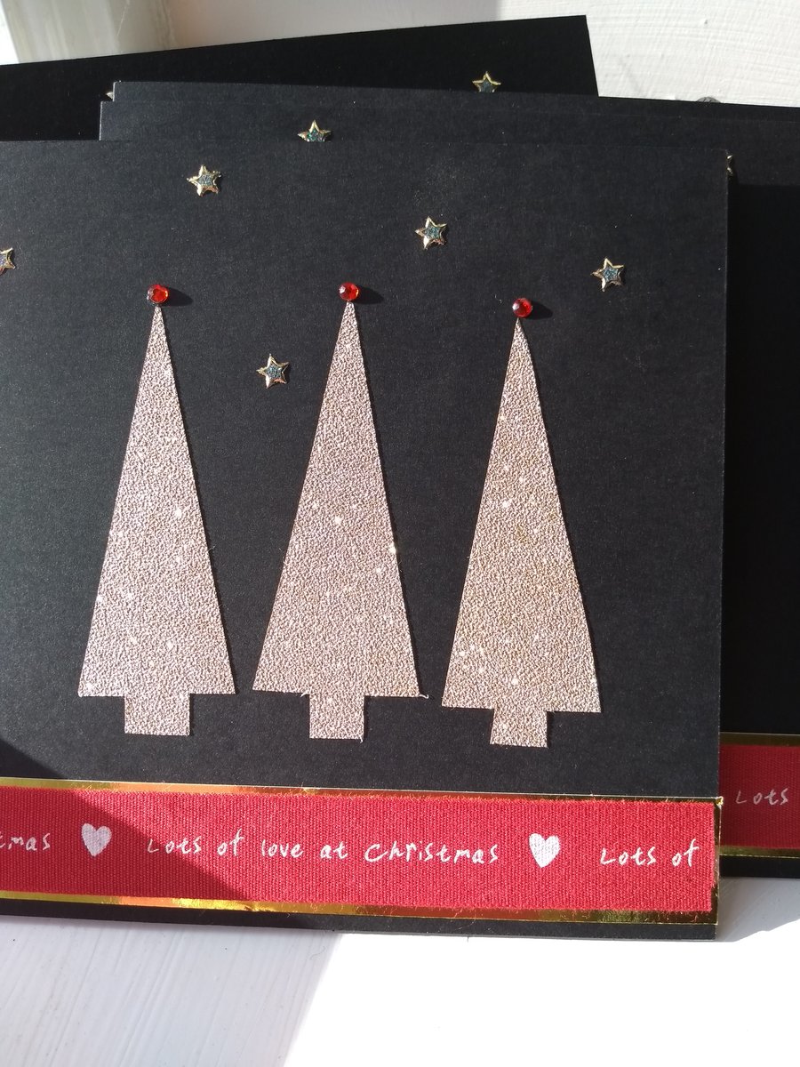 Gold tree pack of 4 Christmas cards