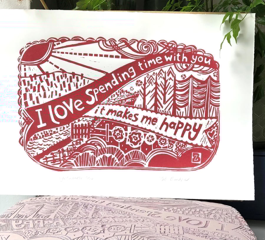 Togetherness Linoprint