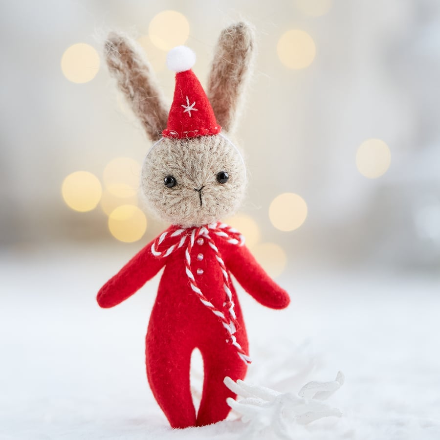 Christmas Baby Bunny ornament mini rabbit doll Folksy