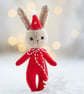Christmas Bunny ornament, mini rabbit doll