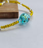 Azure Sun - Yellow and Aqua Artisan Glass Bead Necklace - Image 3