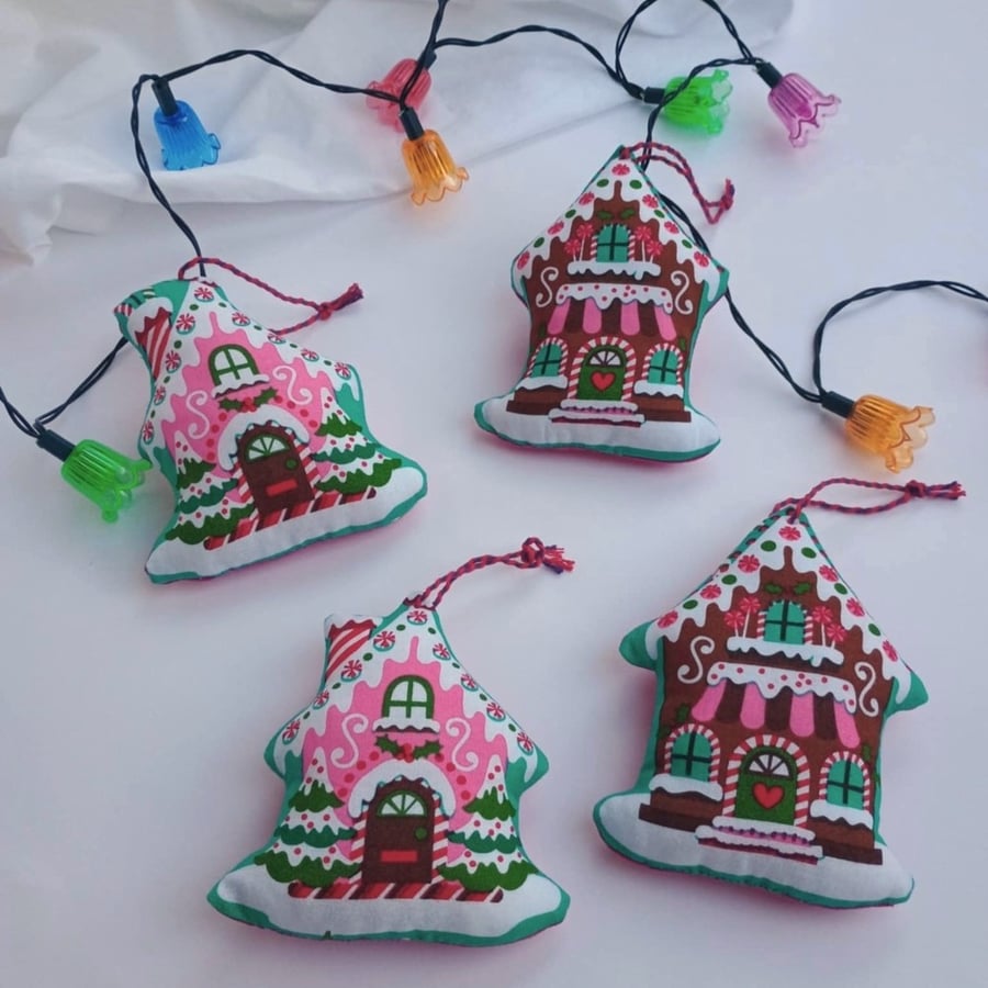 Gingerbread House Christmas Decoration - hanging stuffed ornaments