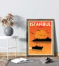 Istanbul retro travel poster, Istanbul wall art, Turkey travel poster - Image 3
