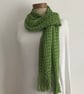COTTON  and SILK scarf. 'Wayside' . Lightweight , all-seasons. Grass green. - Image 6