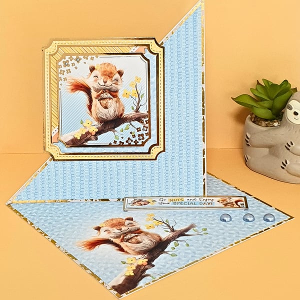 Birthday Card With A Red Squirrel, Twisted Easel Keepsake Birthday Card