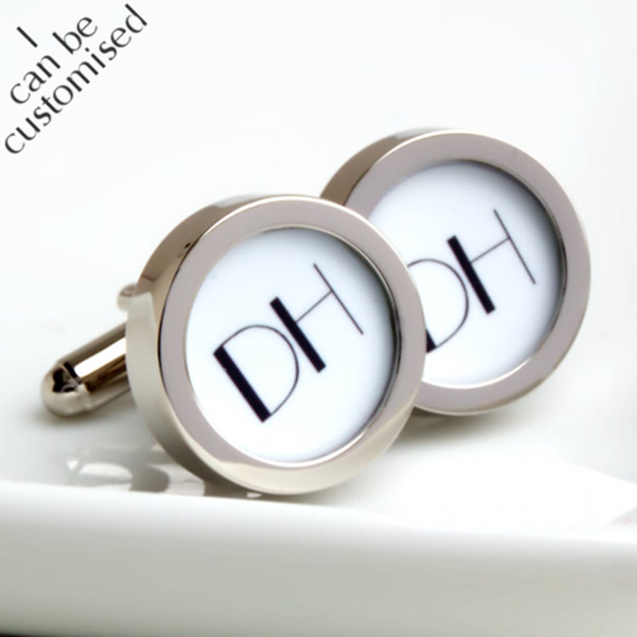 Two Initial Monogrammed Cufflinks 1920s Art Deco Style