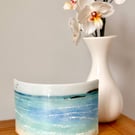 Fused glass curved seascape 