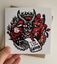 Greetings From Krampus Card. Xmas Wreath Christmas Card. 
