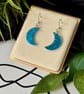 Crescent Moon light Blue Dangle Earrings - Image 2