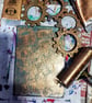 Steampunk Gelli Printed Art Greeting Cards Set One Off Cogs - Image 10