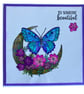 Handmade Watercolour Butterfly and Moon Greeting Card, "To Someone Beautiful" - Image 2