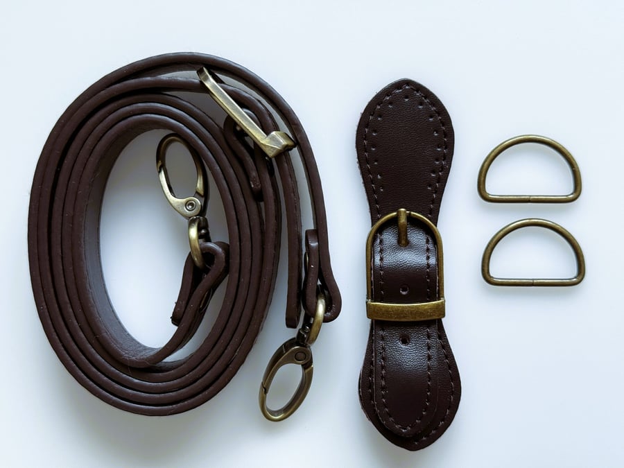 Dark Brown Buckle Clasp & Strap Hardware Kit for Making a Felt Bag on a Ball