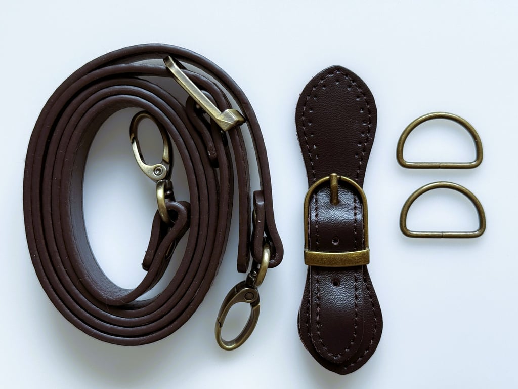 Dark Brown Buckle Clasp & Strap Hardware Kit for Making a Felt Bag on a Ball