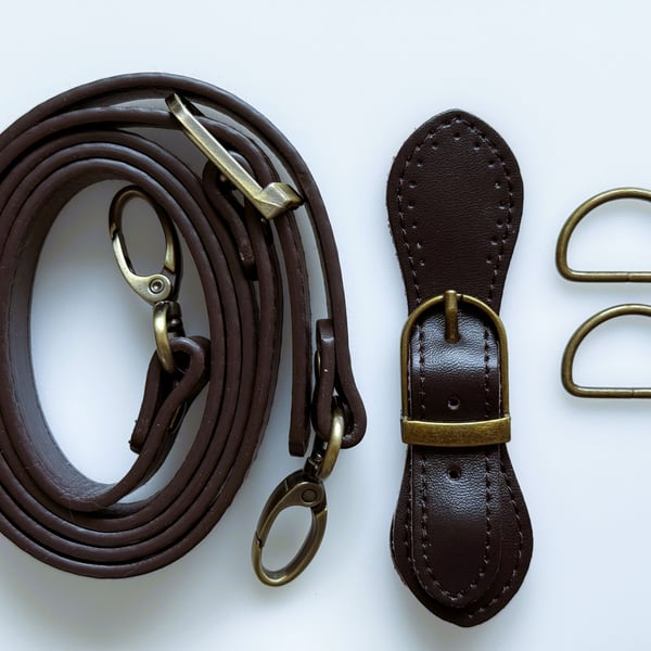 Dark Brown Buckle Clasp & Strap Hardware Kit for Making a Felt Bag on a Ball