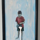 "The Milk Pourer" - Original Mixed 3D Art in Black Wood Frame