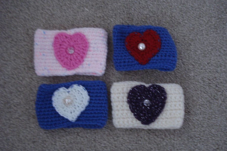 Share These Four Crochet Coffee Cup Covers Holders Give As Individual Gifts 