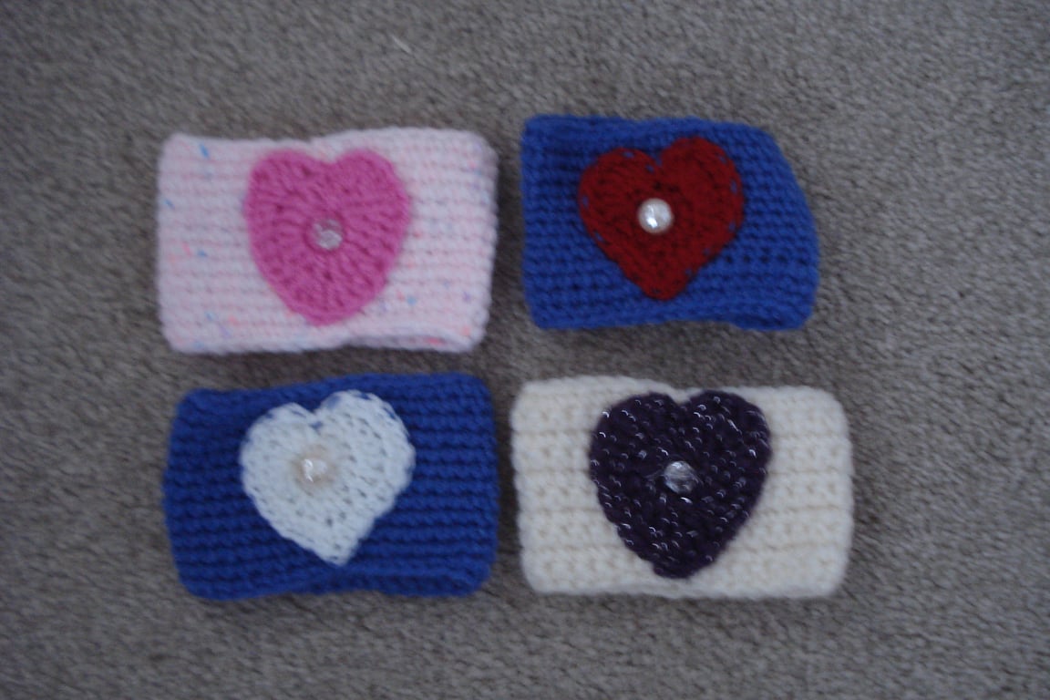 Share These Four Crochet Coffee Cup Covers Holders Give As Individual Gifts 