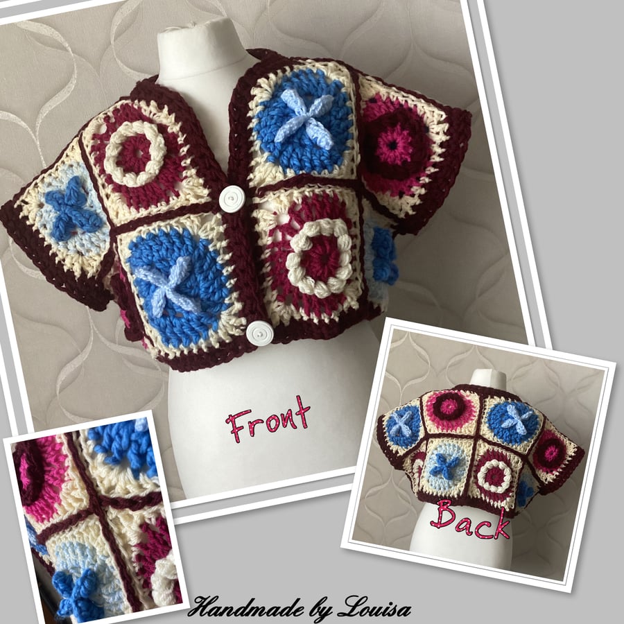 Noughts and crosses, hugs and kisses cropped cardigan