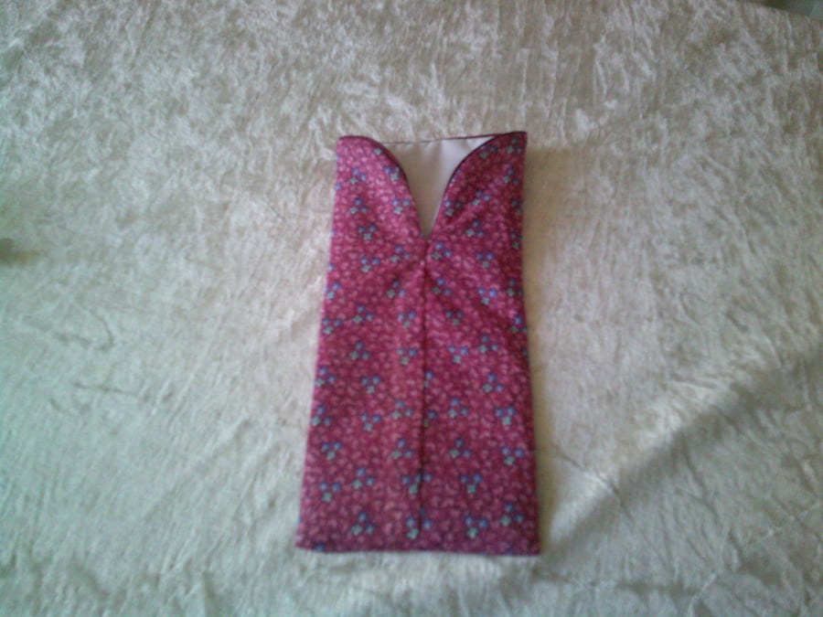 Tiny Blue Flowers on a Burgundy Background Glasses Case