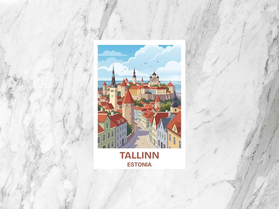 Tallinn Estonia Postcard Medieval Old Town Travel Souvenir Baltic Vacation