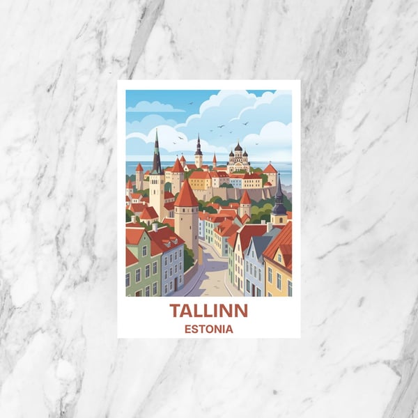 Tallinn Estonia Postcard Medieval Old Town Travel Souvenir Baltic Vacation