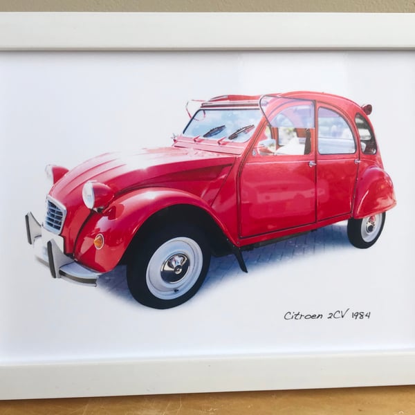 Citroen 2CV 1984 - 4x6" Photograph in a Black or White frame