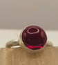 Handmade Sterling Silver Ring – 10mm Synthetic Ruby Cabochon - Size J - Image 5