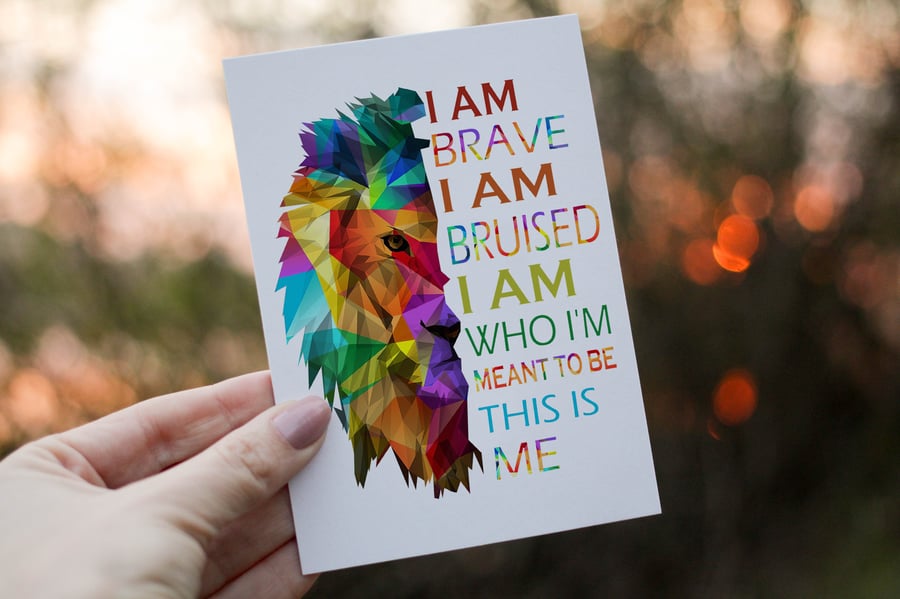 I Am Brave LGBTQ Lion Birthday Card, LGBTQ Birthday Card, Personalized Card