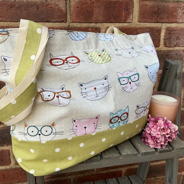 Cat Organiser Two Tone Shopper