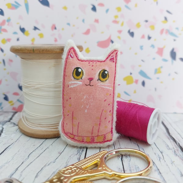 Pink cat ornament, gift for cat lovers