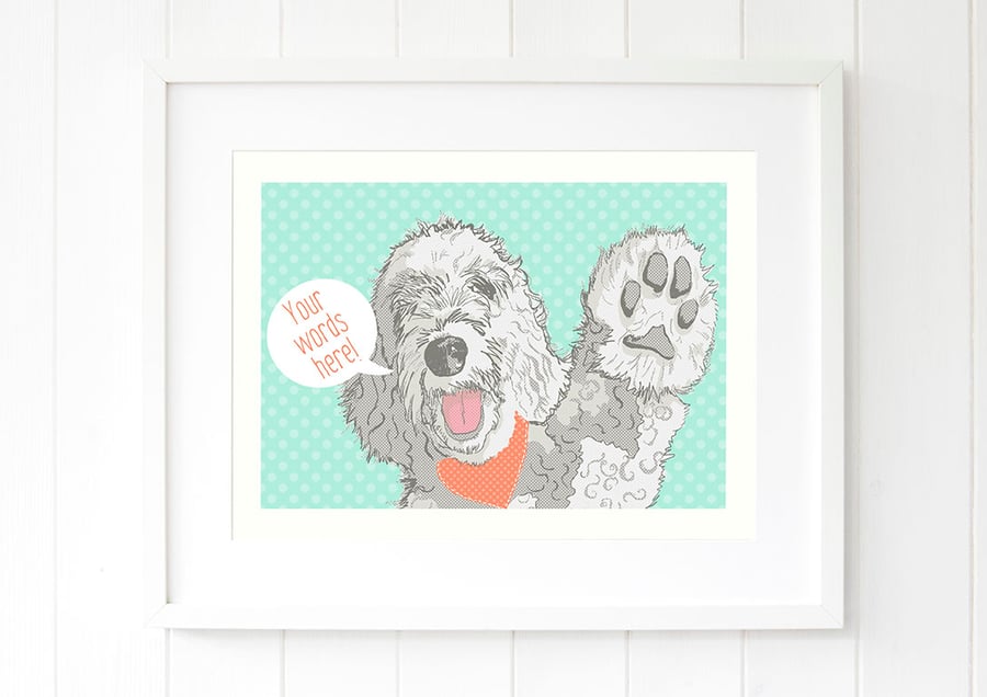 Labradoodle art gift for her, Labradoodle pop art birthday gift idea