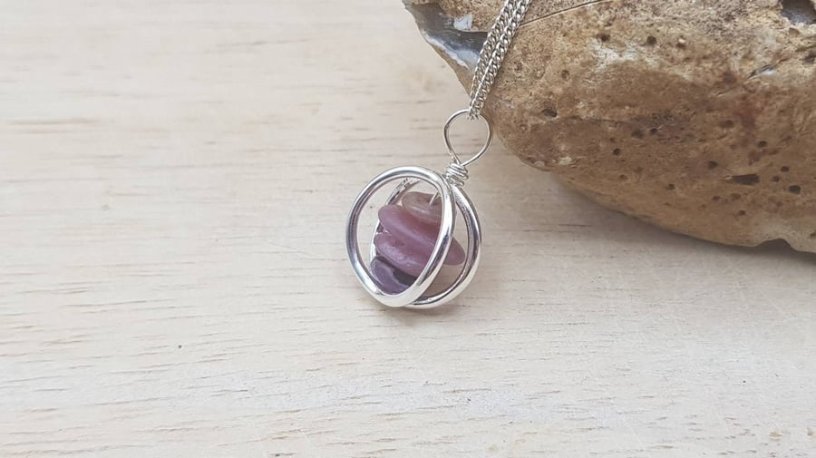Small Ruby circle pendant necklace. July birthstone. Sterling silver