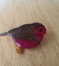 Resin Robin Brooch, Mica Powder Bird Pin
