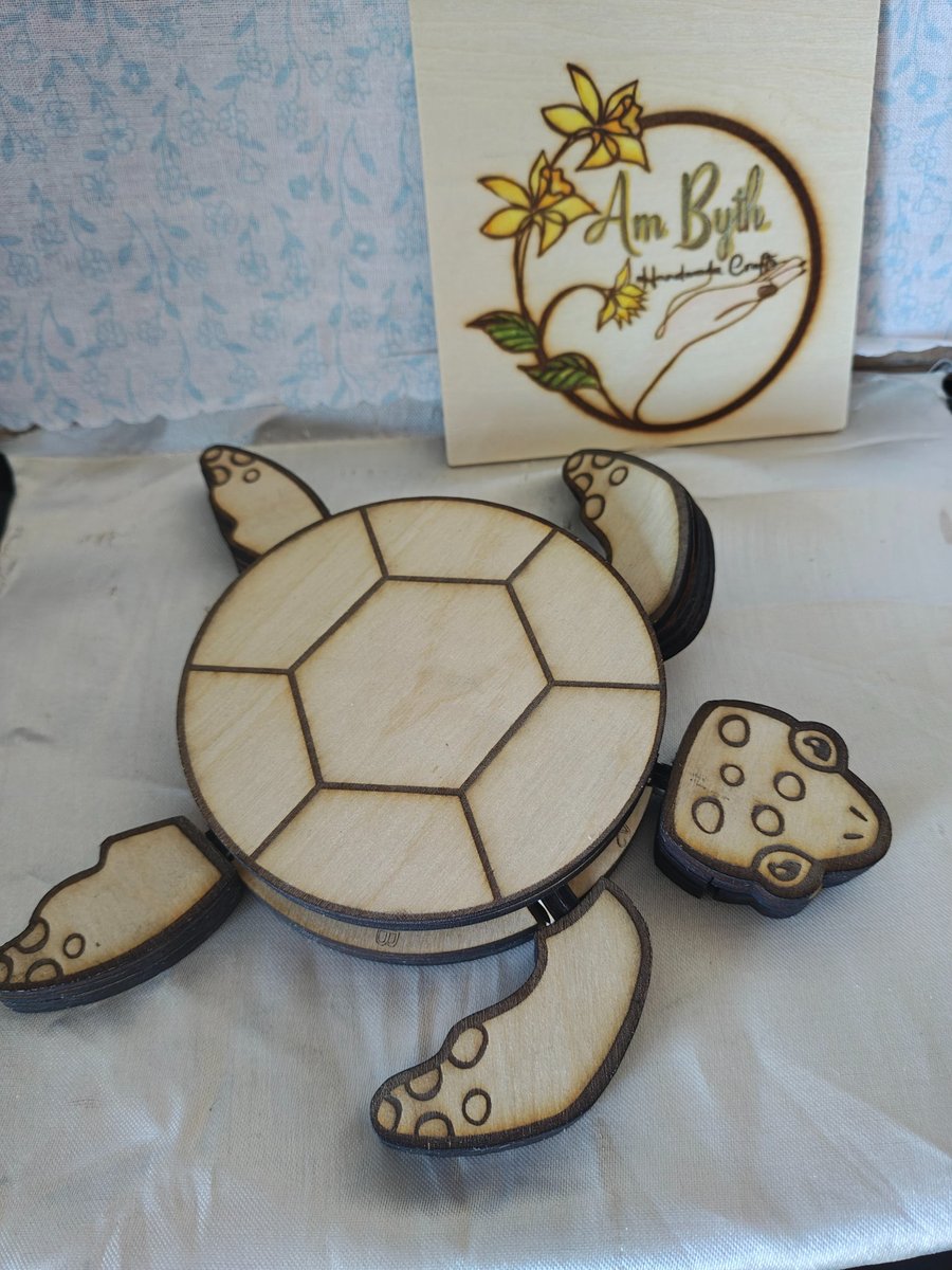 Wooden turtle coaster