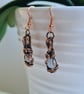 Natural Wire Wrapped Moonstone & Copper Dangle Earrings Gift Crystal Jewellery  - Image 7
