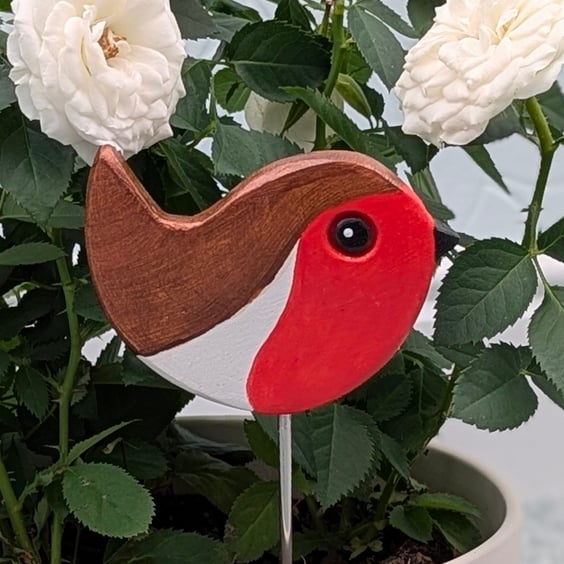 Clay robin decoration, plant pot decoration, gift for indoor gardeners 