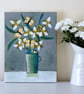 Original Still Life Painting with White Flowers and Yellow Butterflies - Image 3