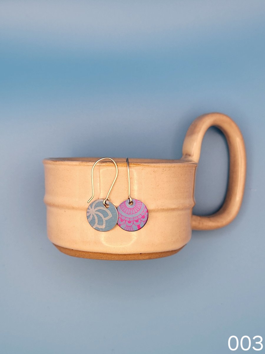 Handmade Aluminium and Silver Reversible Earrings - 003