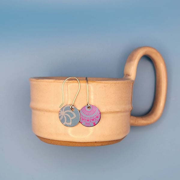 Handmade Aluminium and Silver Reversible Earrings - 003