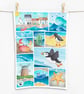 Seaside Tea Towel Set x2 - Cotton Coastal Kitchen Towels - Puffin, Seagull, Boat - Image 3