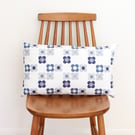 Mod Flower Blue Fabric Cushion Cover.