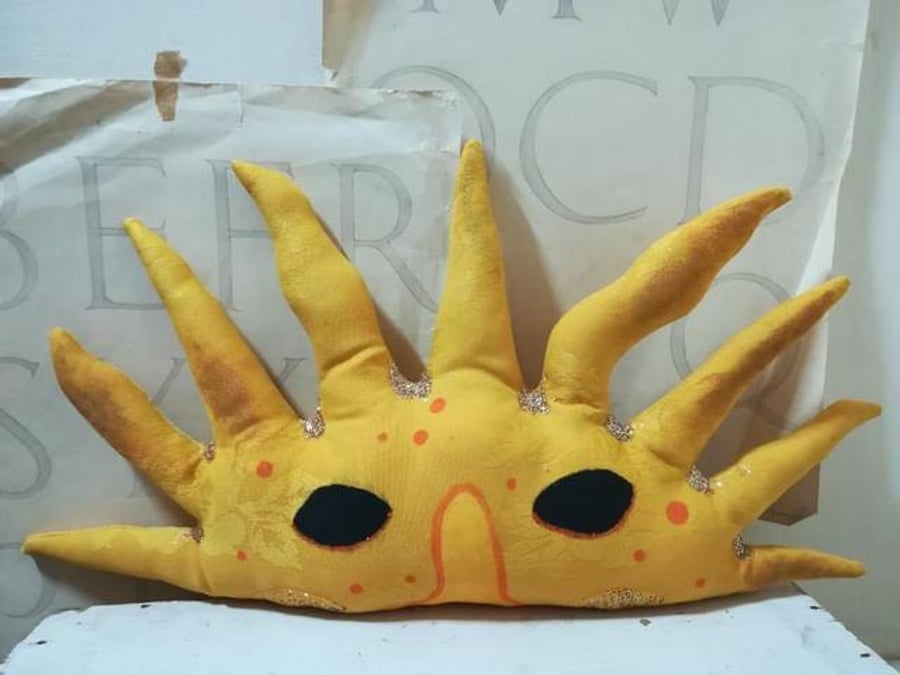 Textile art Sun sculpture, primitive art decor, folk art, sun