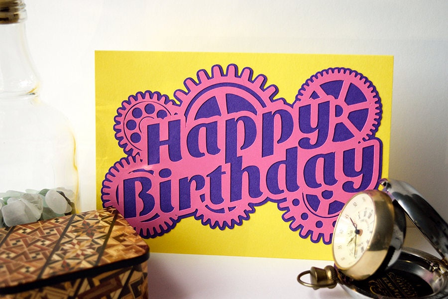 Steampunk Happy Birthday Card