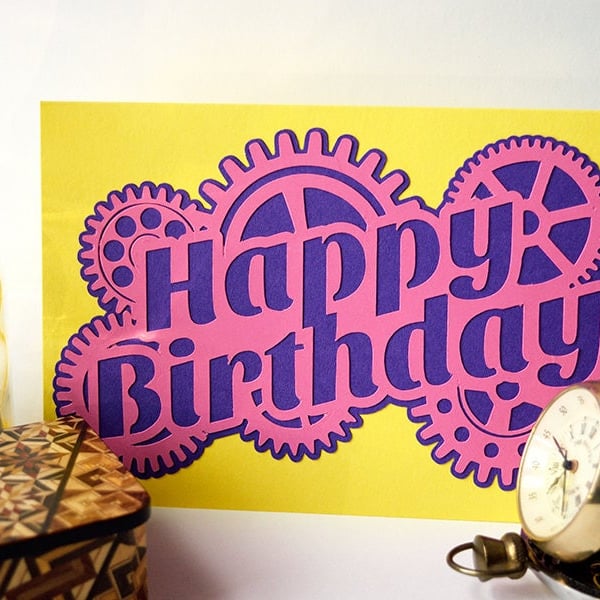 Steampunk Happy Birthday Card