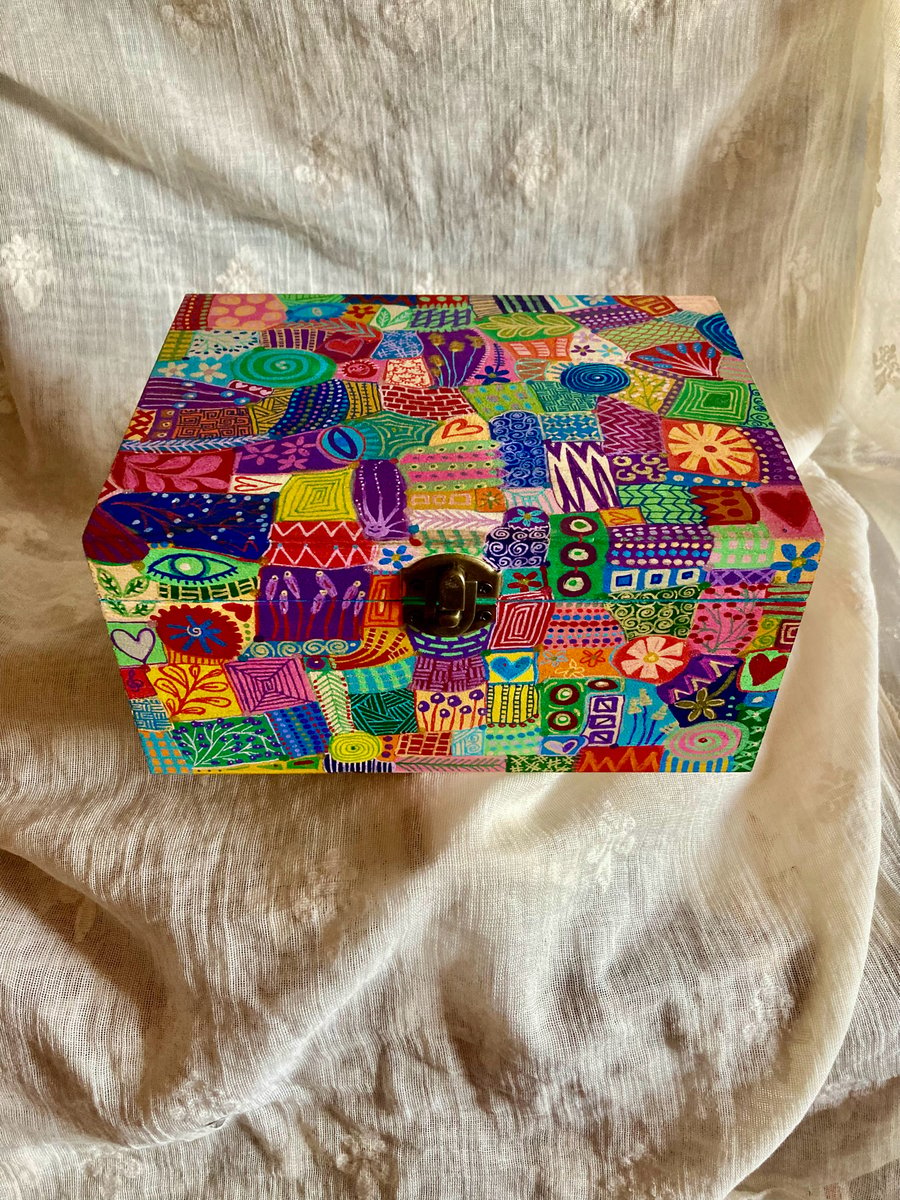 Hand painted abstract treasure box