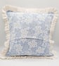 Blue and white, country cottage style, frilly cushion cover,  envelope backed,   - Image 8
