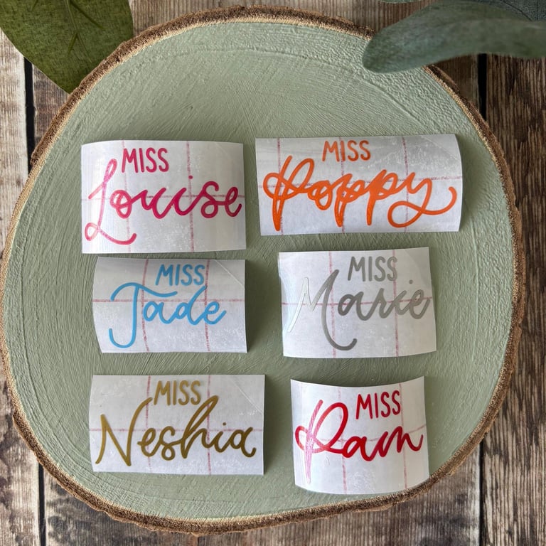 Personalised Vinyl Decals: Custom Modern Calligraphy Labels For Teachers