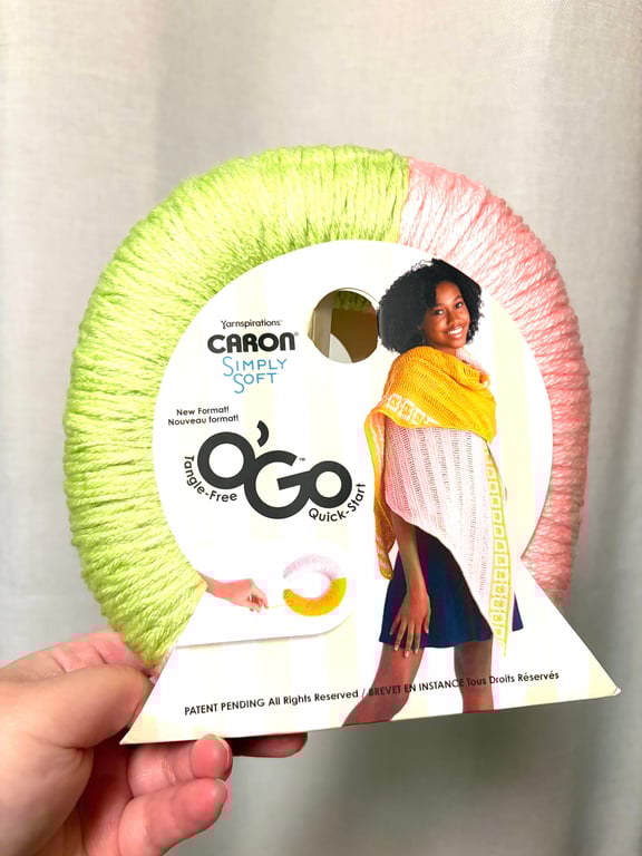 1 Pack x 141g CARON Simply Soft O'GO : Lime Frost -  Soft Pink 100% Acrylic